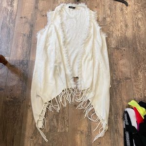 Origami cream sweater shawl cardigan